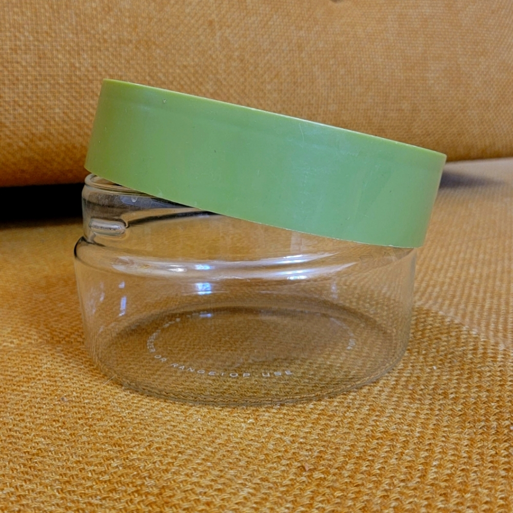 Glass Pyrex Canister with Plastic Avocado Lid